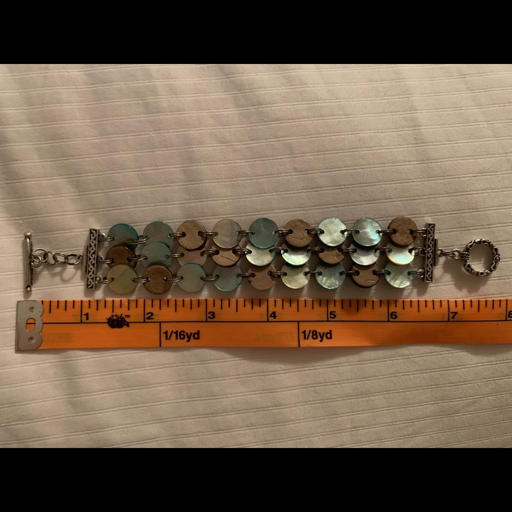 3 Strand aloha abalone and wood bracelet - Picture 6 of 7